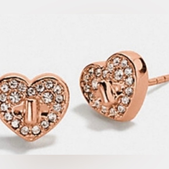 Coach Jewelry - 🌹Coach Rose Gold Heart Stud Earrings